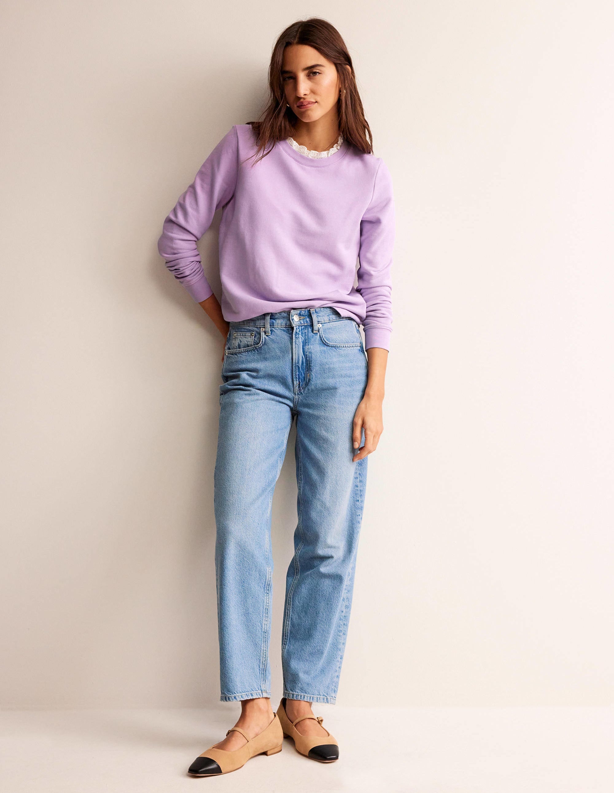 Broderie Trim Sweatshirt-Orchid Bloom - Image 4