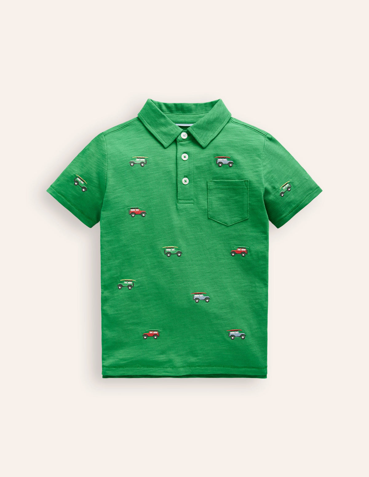Polo flammé et brodé-Jeep vert trèfle-1