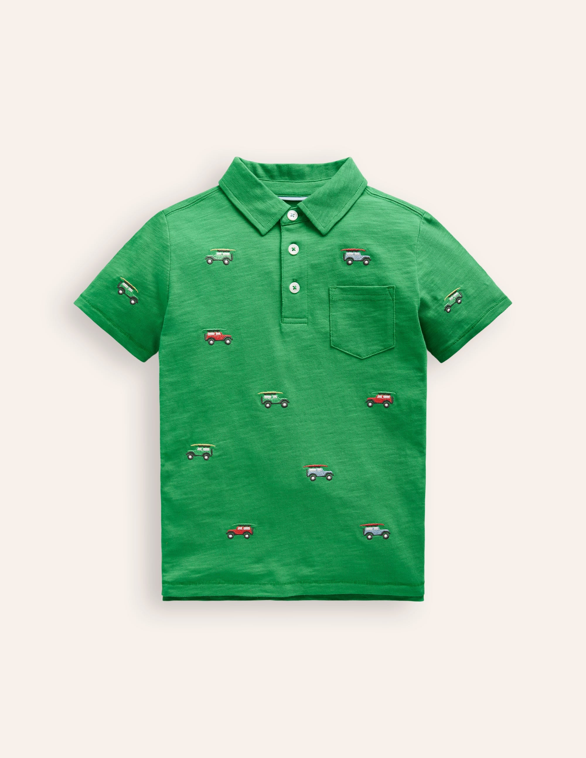 Polo flammé et brodé-Jeep vert trèfle - Image 1