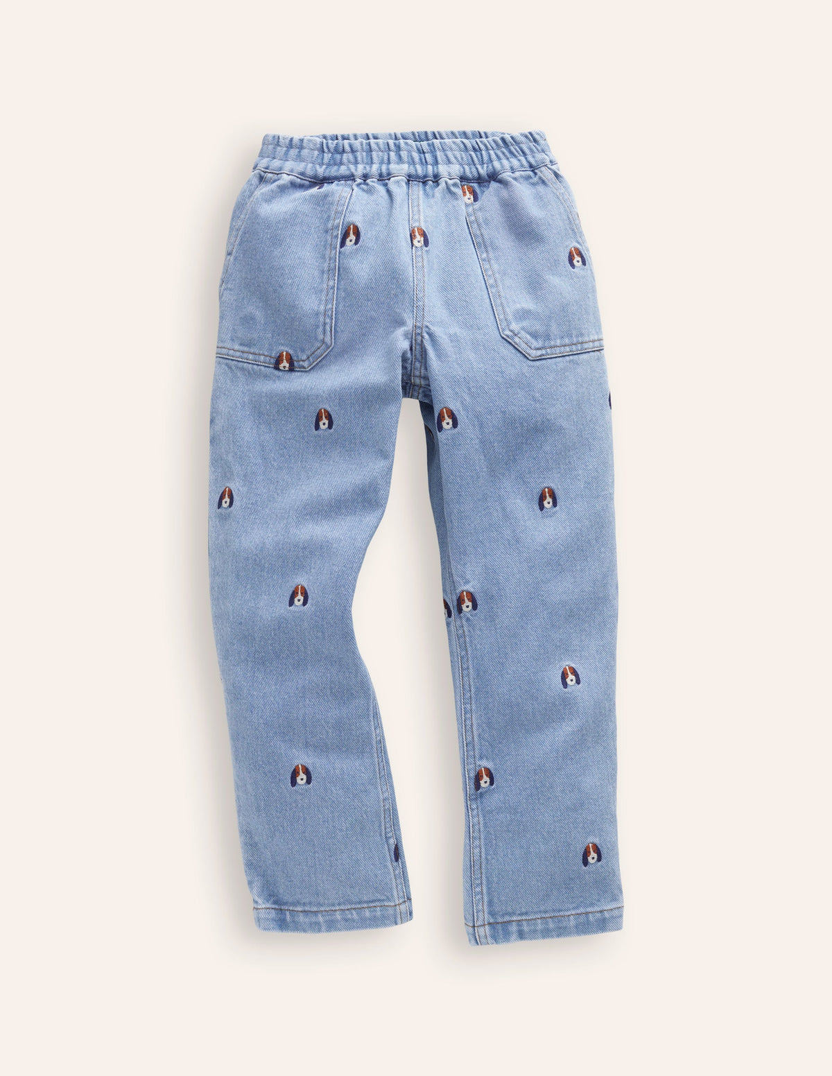 Lustige Jeans zum Hineinschlüpfen-Denim Welpen Bestickt-2
