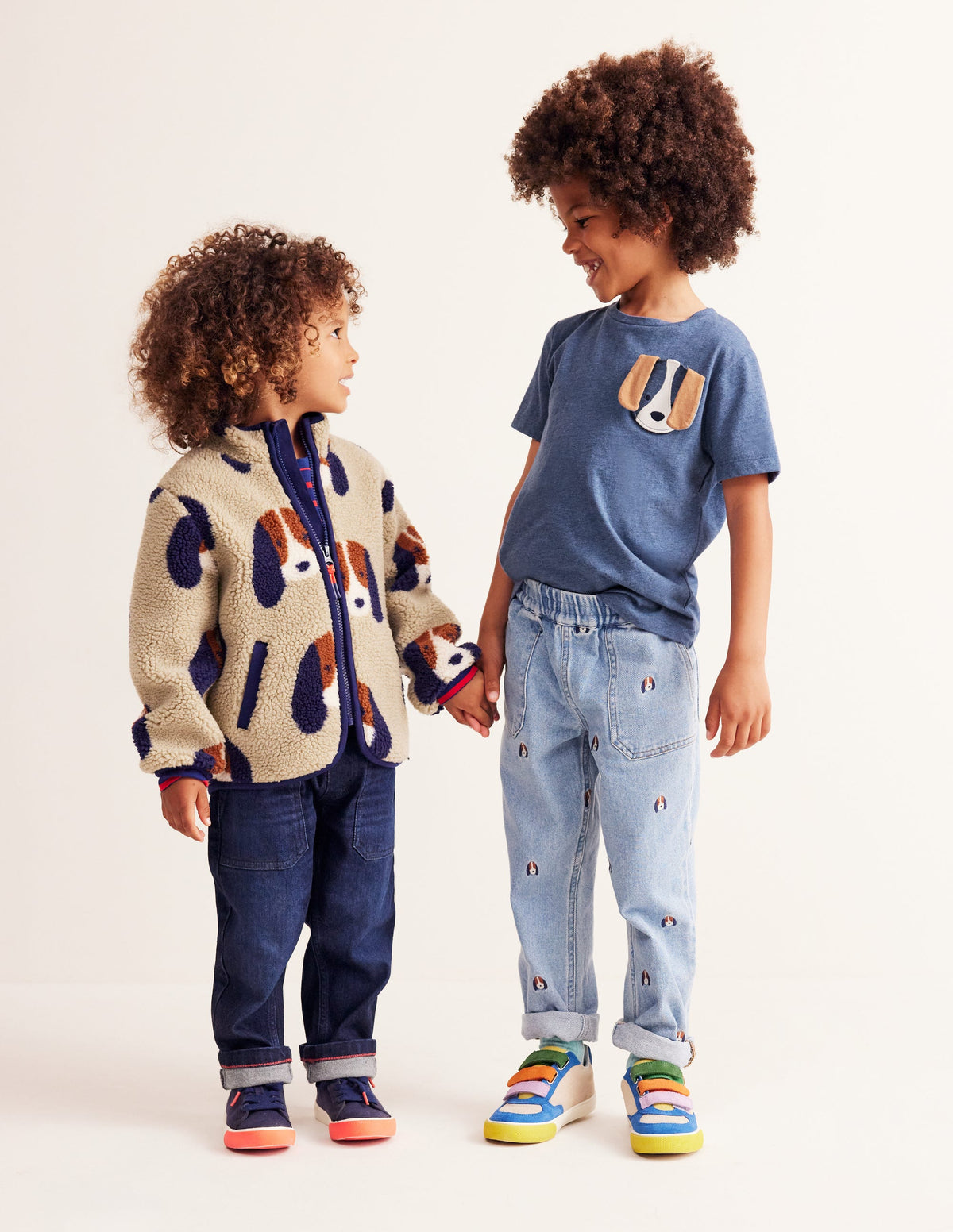 Lustige Jeans zum Hineinschlüpfen-Denim Welpen Bestickt-1