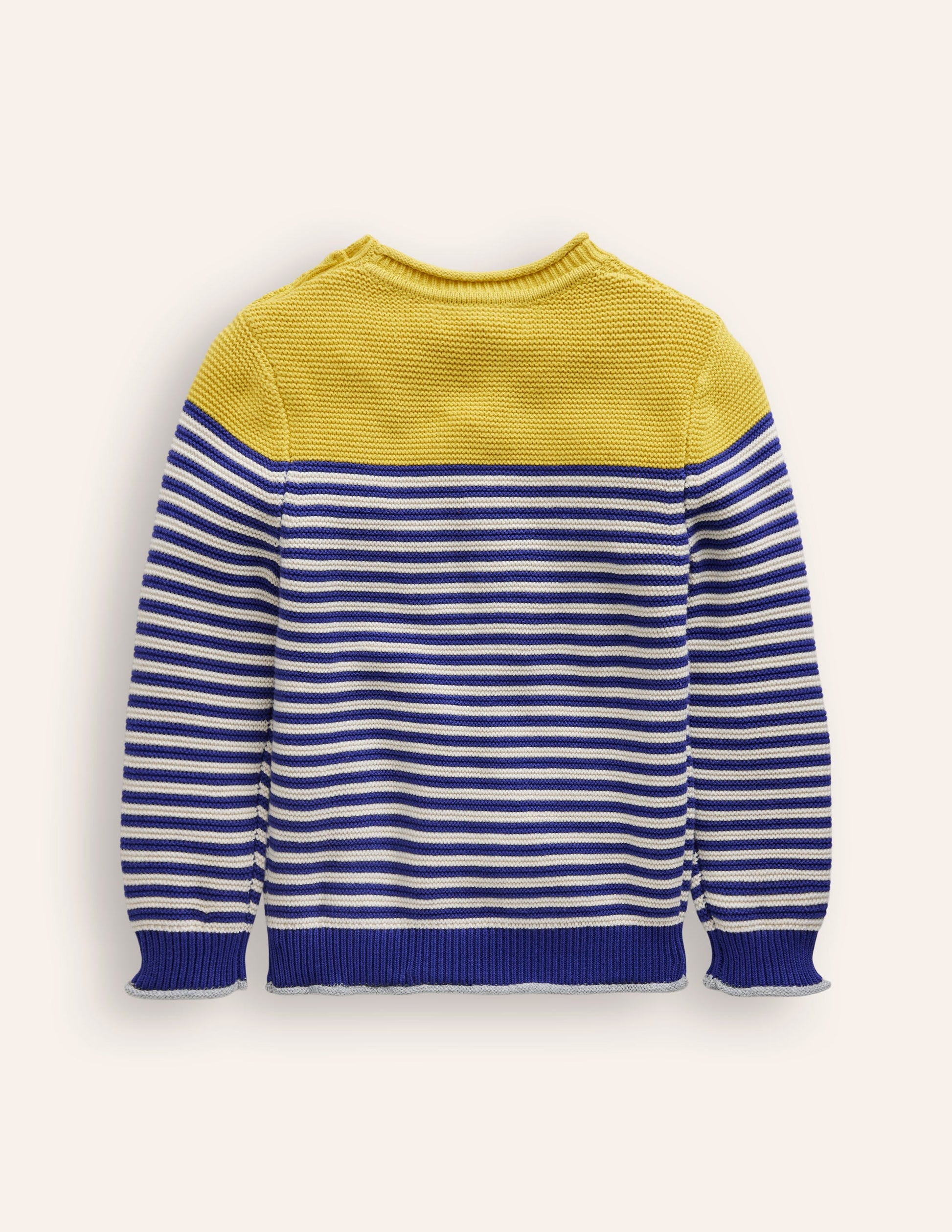 Everyday Stripe Cotton Jumper-Sapphire Blue & Ecru Marl-2