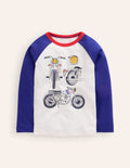 T-Shirt mit Logodruck und Raglanärmeln-Blaureiher Fahrräder