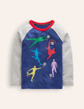 T-shirt manches raglan à logo imprimé-Ballon de foot bleu tribord