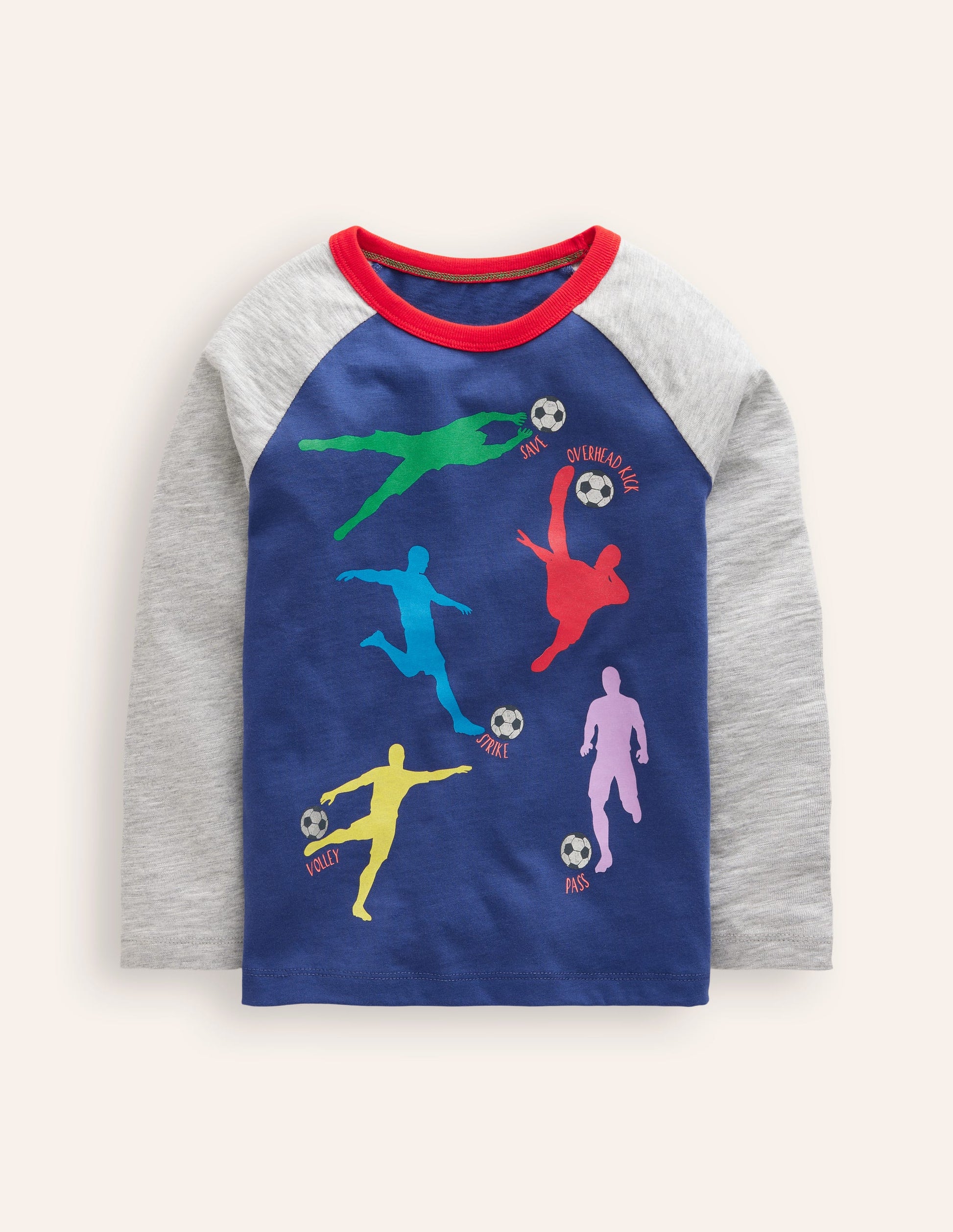 T-shirt manches raglan à logo imprimé-Ballon de foot bleu tribord-1