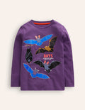 T-shirt phosphorescent-Chauves-souris violet mystique