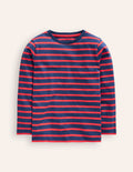 Breton-T-Shirt für den Alltag-Steuerbordblau/Erdbeertorte