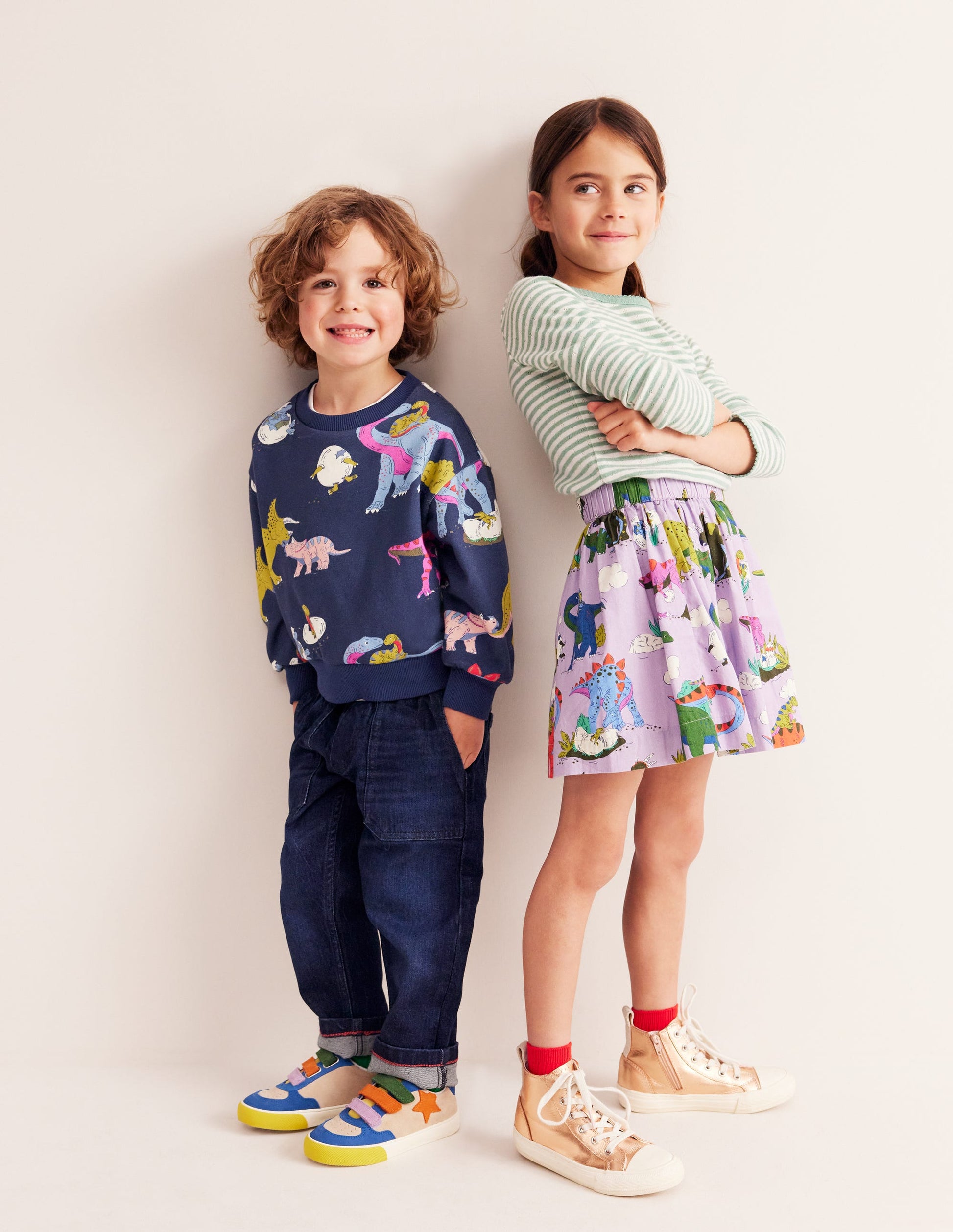 Bedrucktes Sweatshirt-Bunt Dino-Familie-3