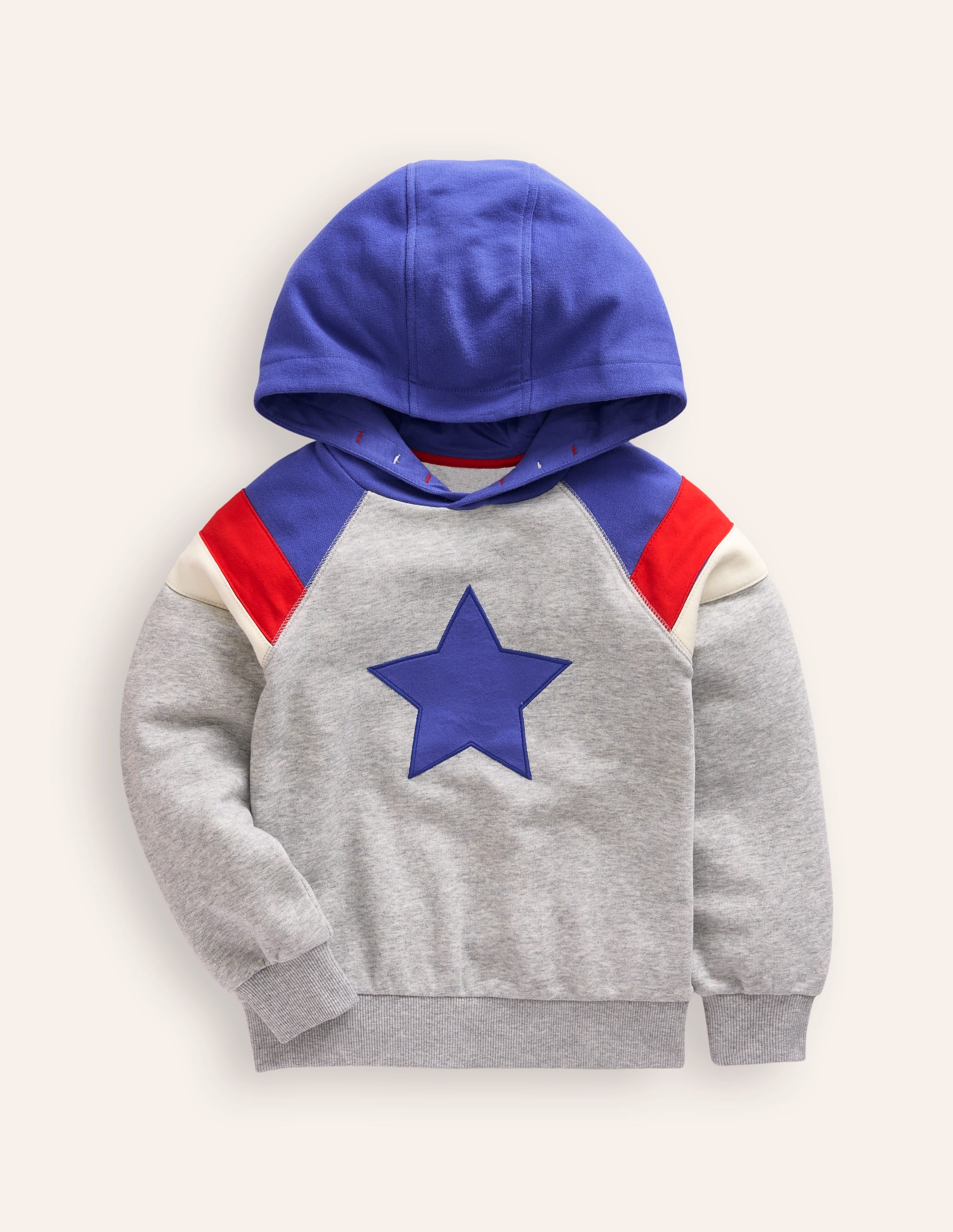 Colour Block Hoodie-Grey Marl - Image 1