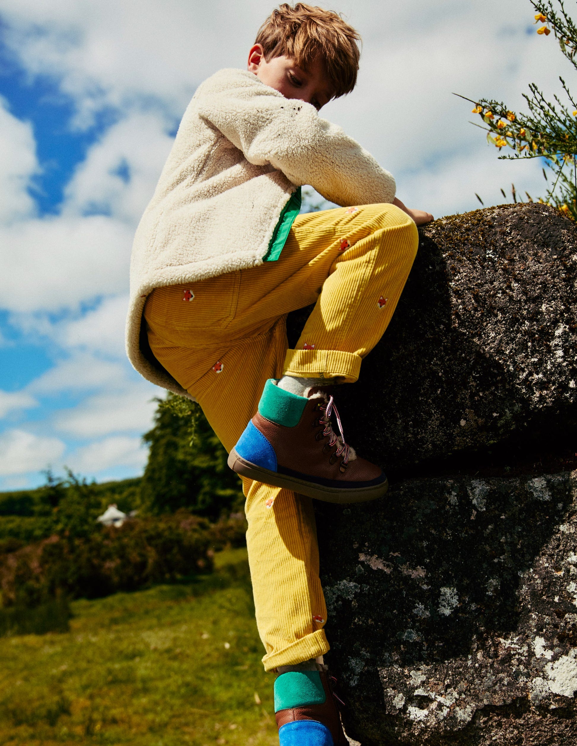 Pantalon à enfiler en velours côtelé-Renards jaune rayon de miel-4