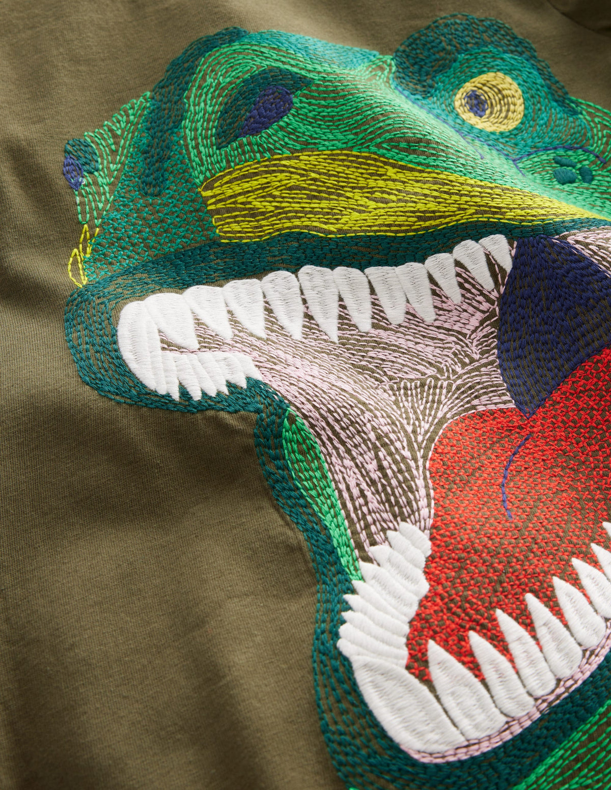T-Shirt mit Applikation im Lagenlook-Klassisches Khaki Dino - Image 3