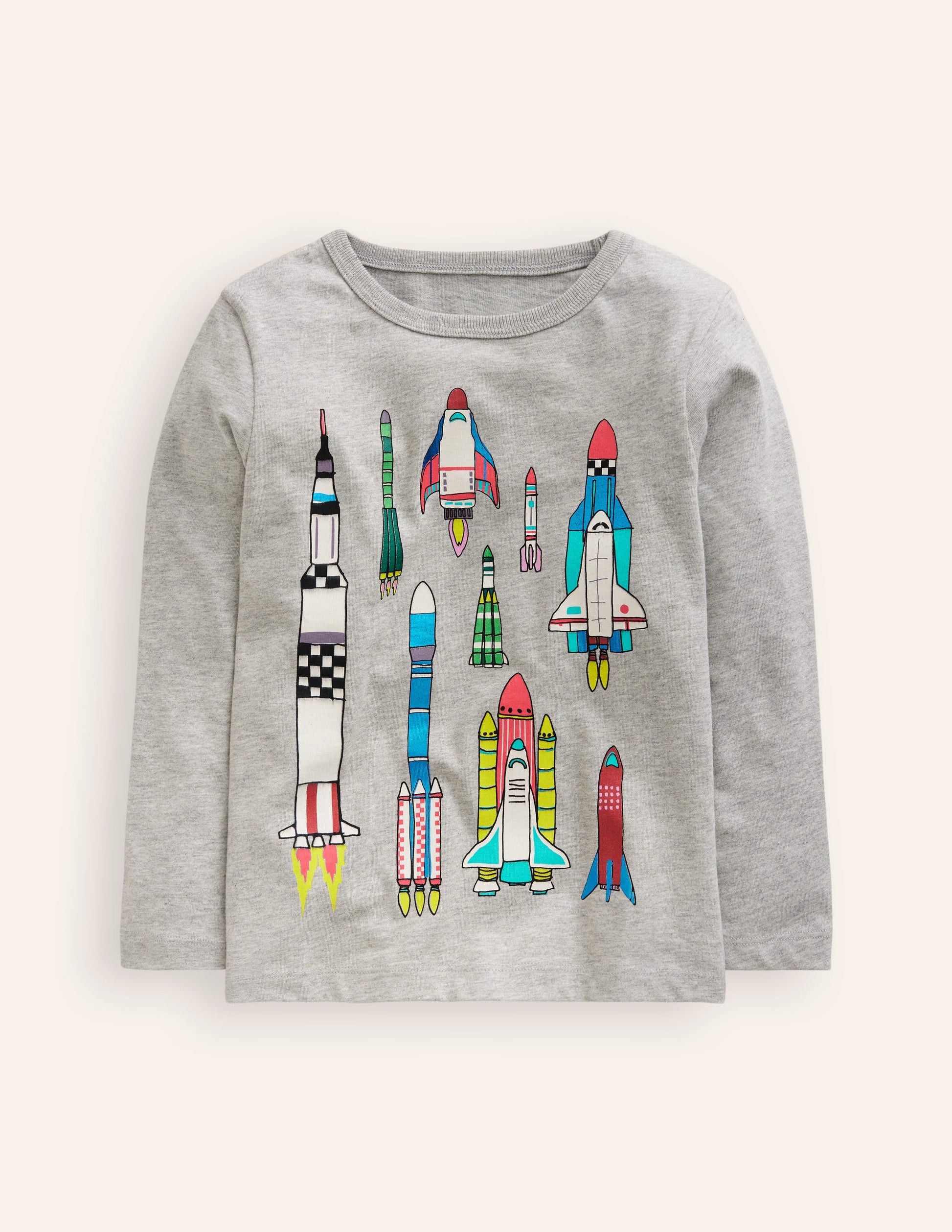 Printed Logo T-Shirt-Grey Marl Rockets-1