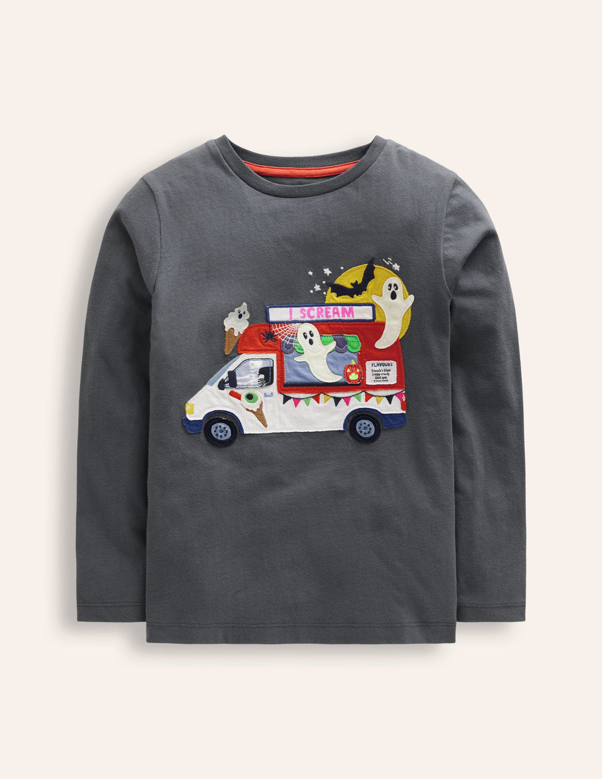 T-Shirt mit Halloween-Applikation-Rauchgrau Eiswagen - Image 1