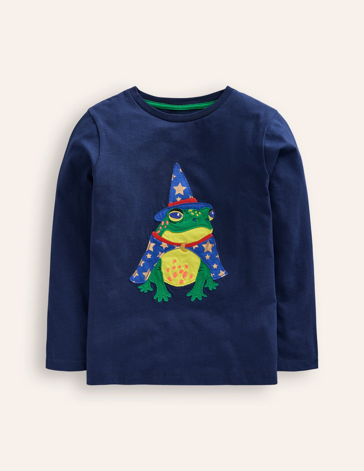 T-Shirt mit Halloween-Applikation-Schuluniform-Marineblau Frosch-1