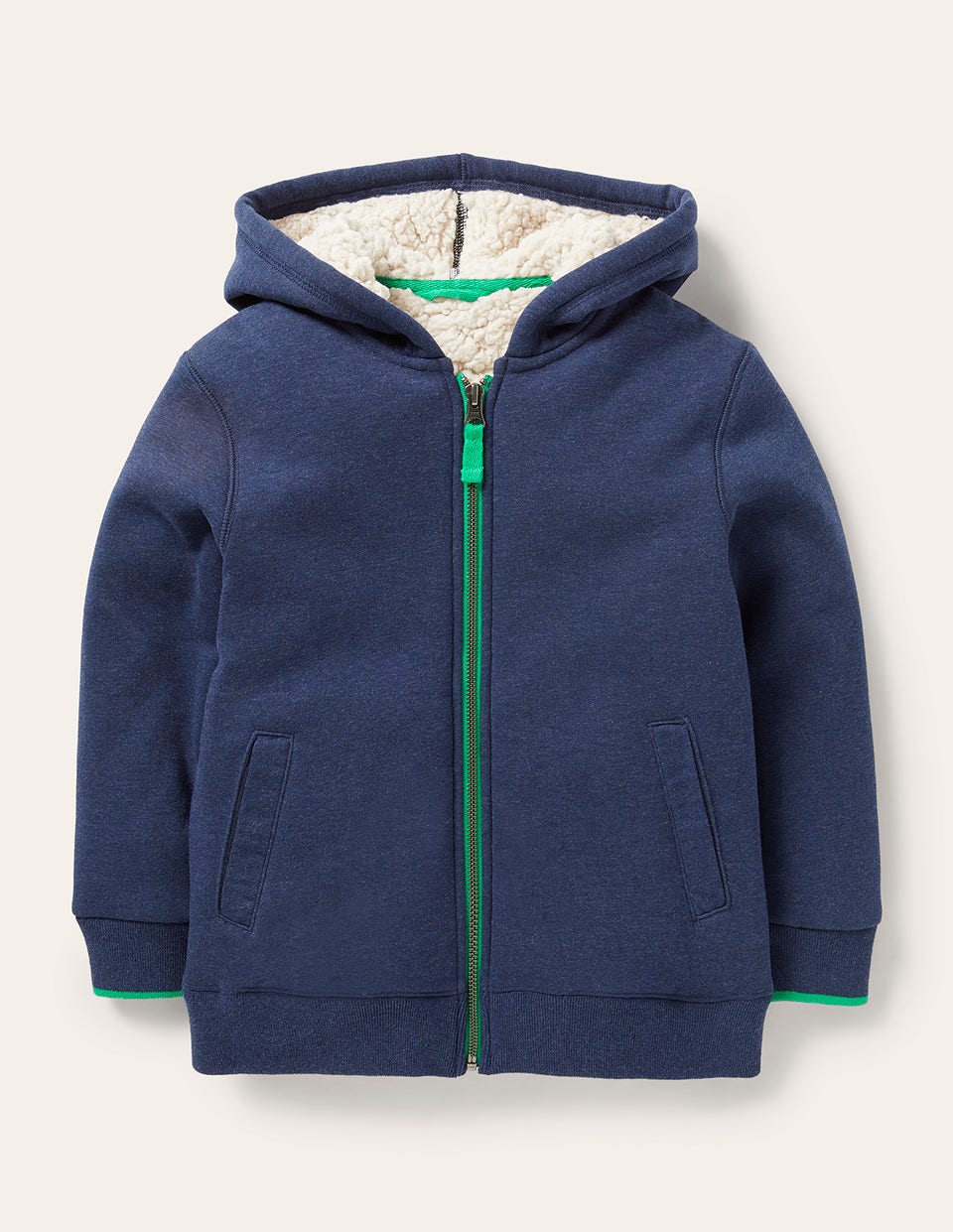 Kapuzenpullover mit Zottelfutter-Schuluniform-Marineblau Meliert - Image 1