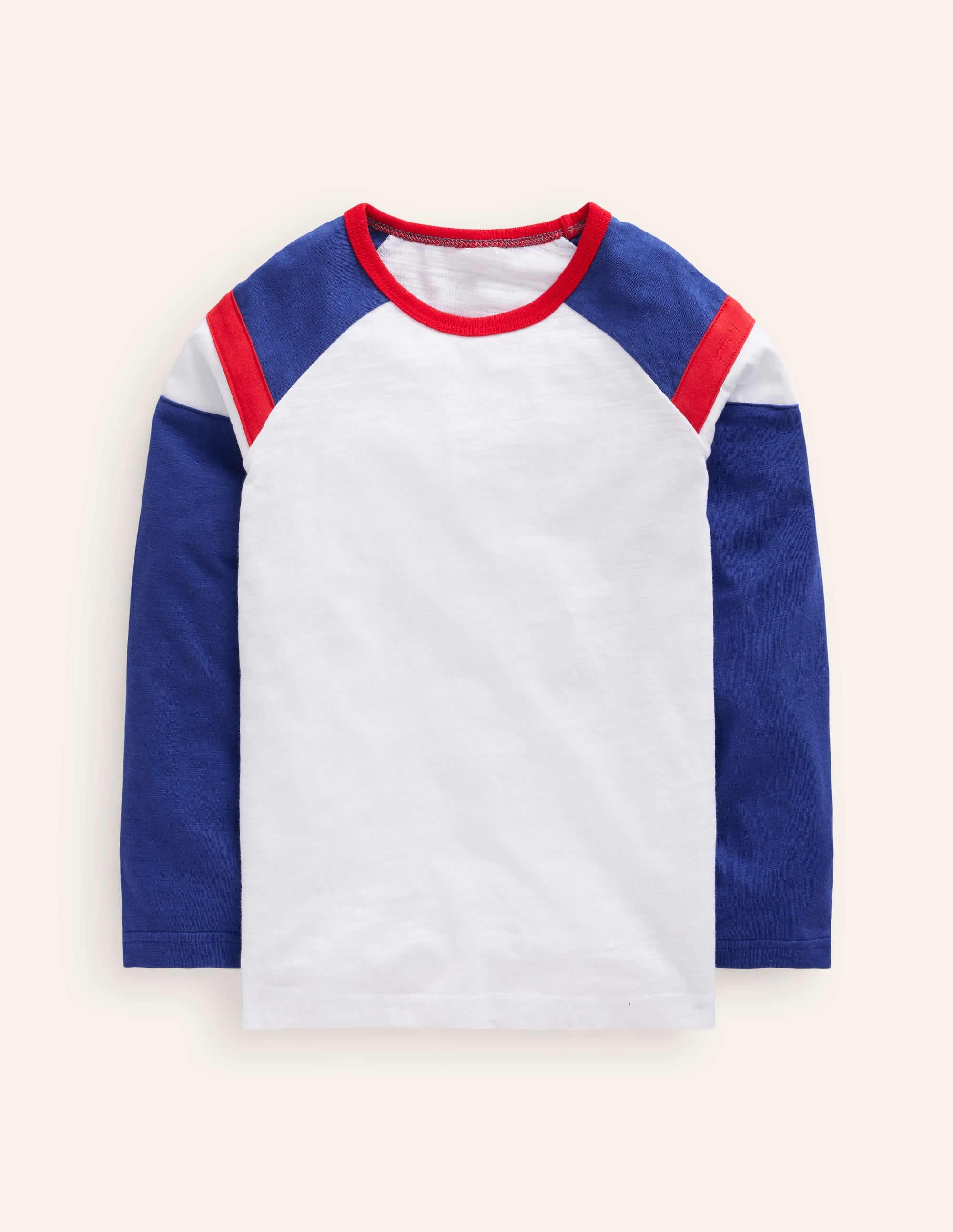 Langärmliges T-Shirt mit Raglanärmeln-Naturweiß/Blendend Blau - Image 1