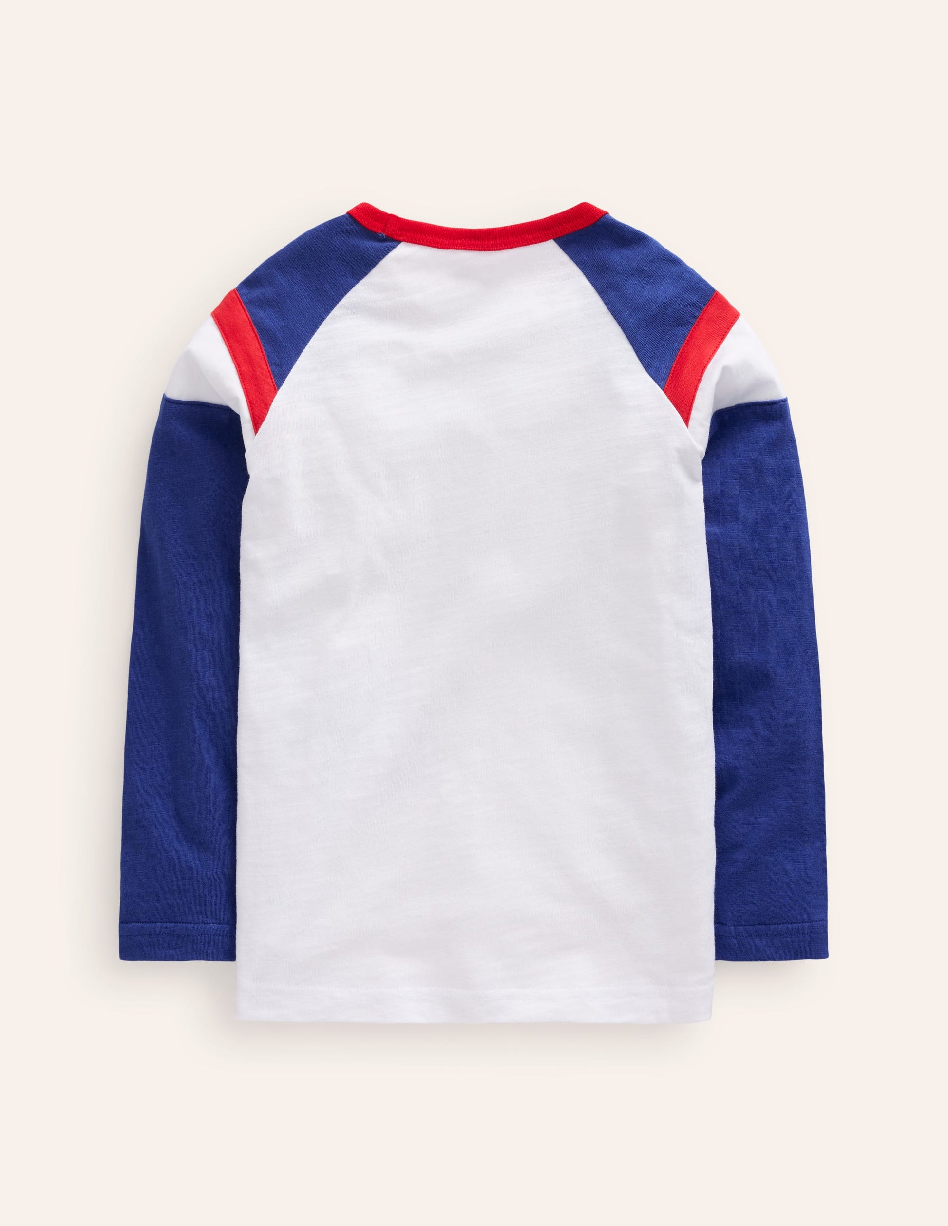 Langärmliges T-Shirt mit Raglanärmeln-Naturweiß/Blendend Blau-2