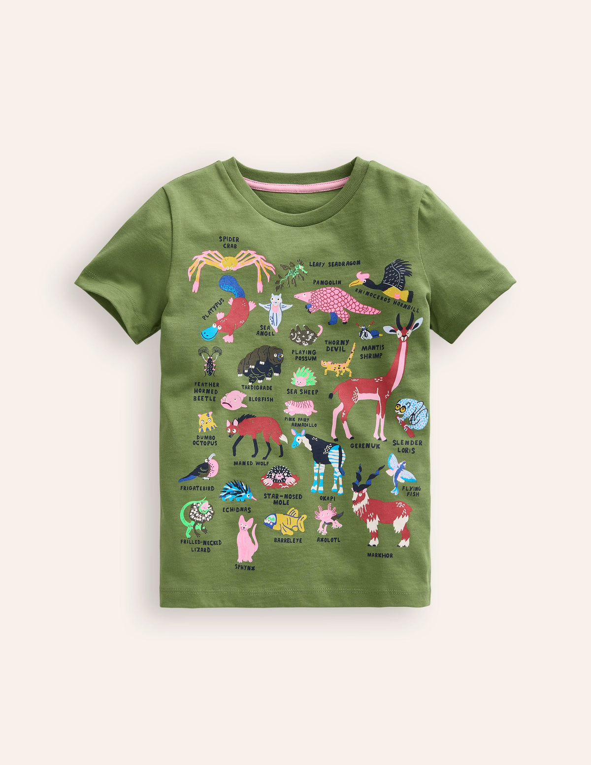Animal Short Sleeve T-Shirt-Safari Green Odd Animals-1