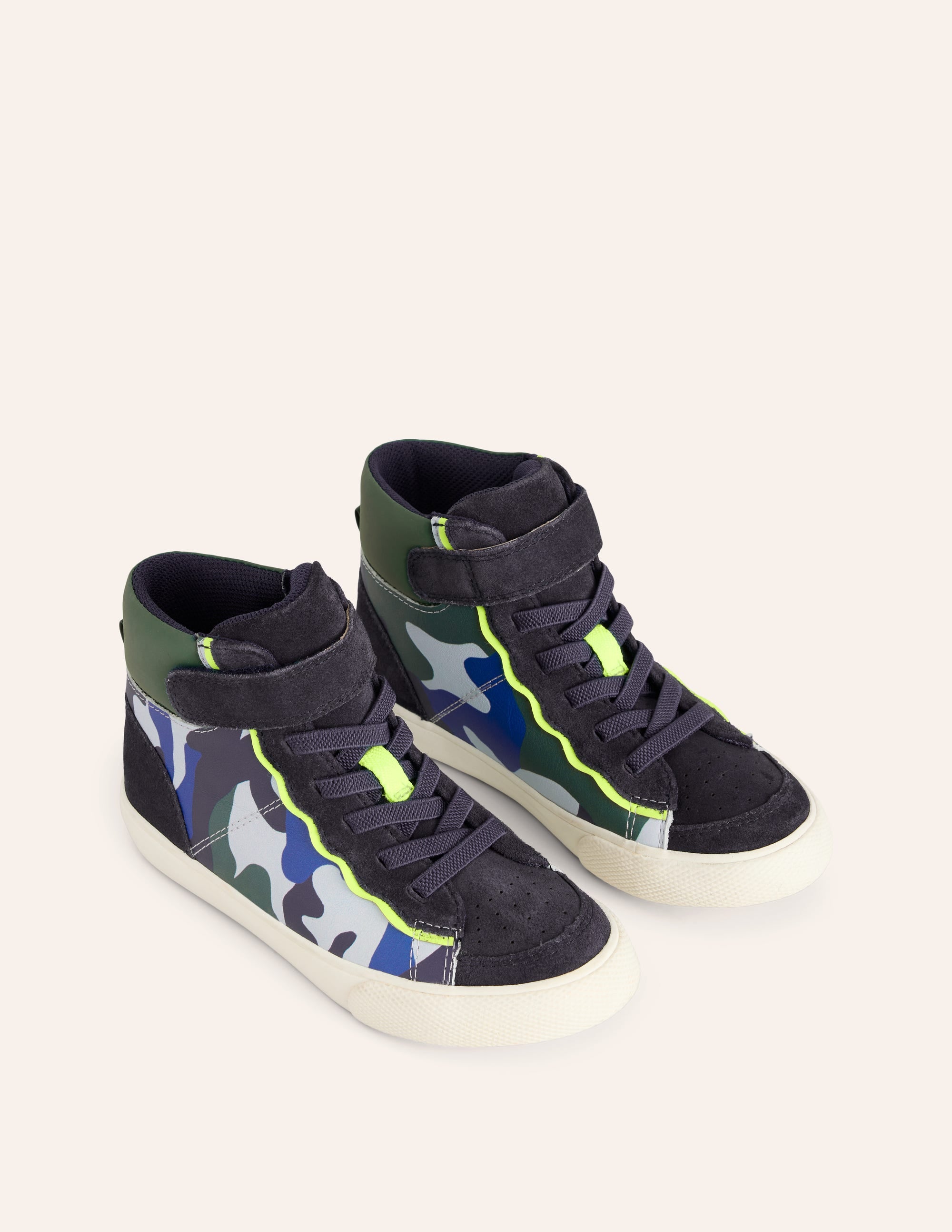 Hochgeschnittene Sneaker aus Leder-Eisvogelblau Tarnmuster - Image 2