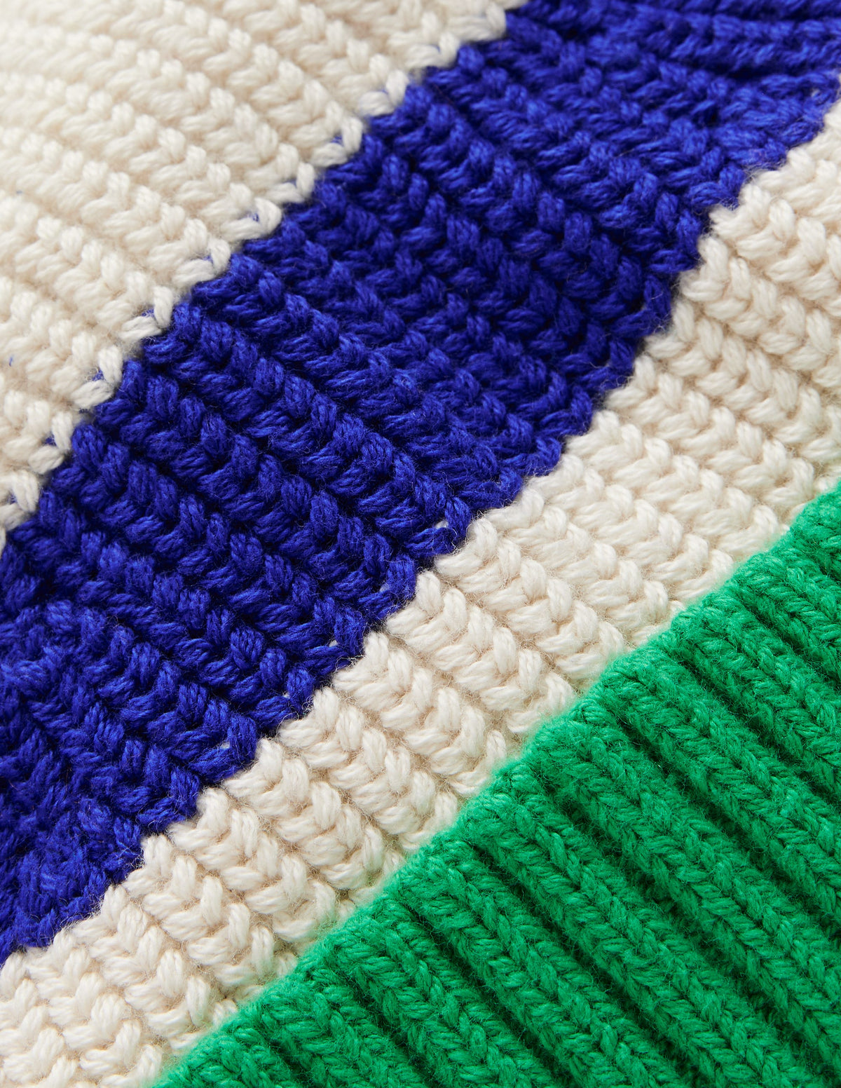 Colourblock Beanie-Sapphire Blue / Ecru-2