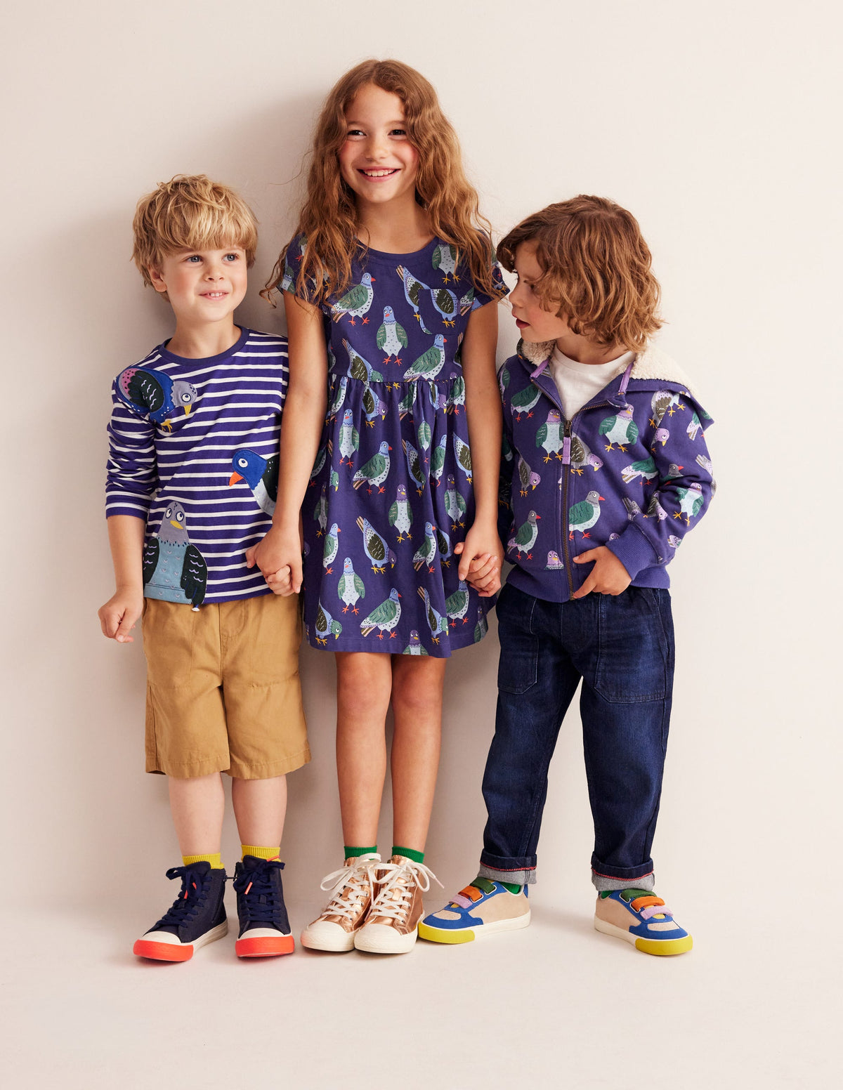 Short-sleeved Fun Jersey Dress-Starboard Navy Pigeons-1
