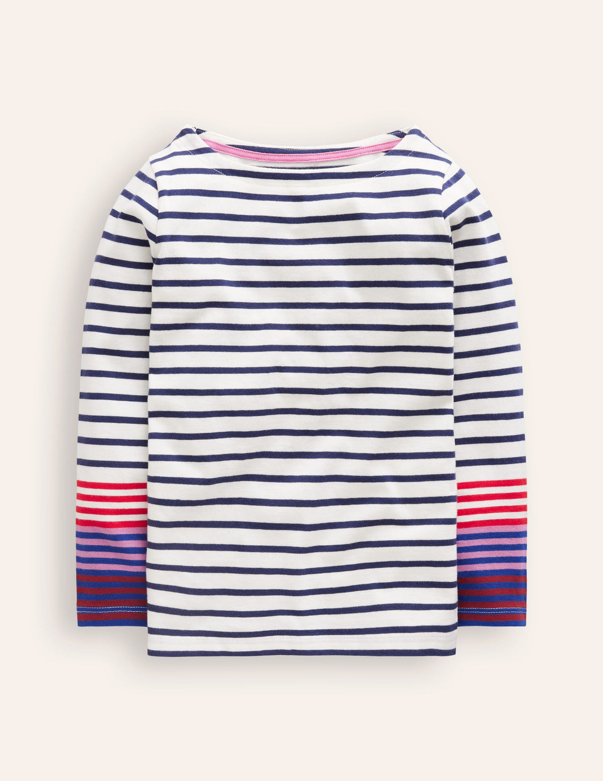 Marinière Ella-Poignets bleu marine/rose-1