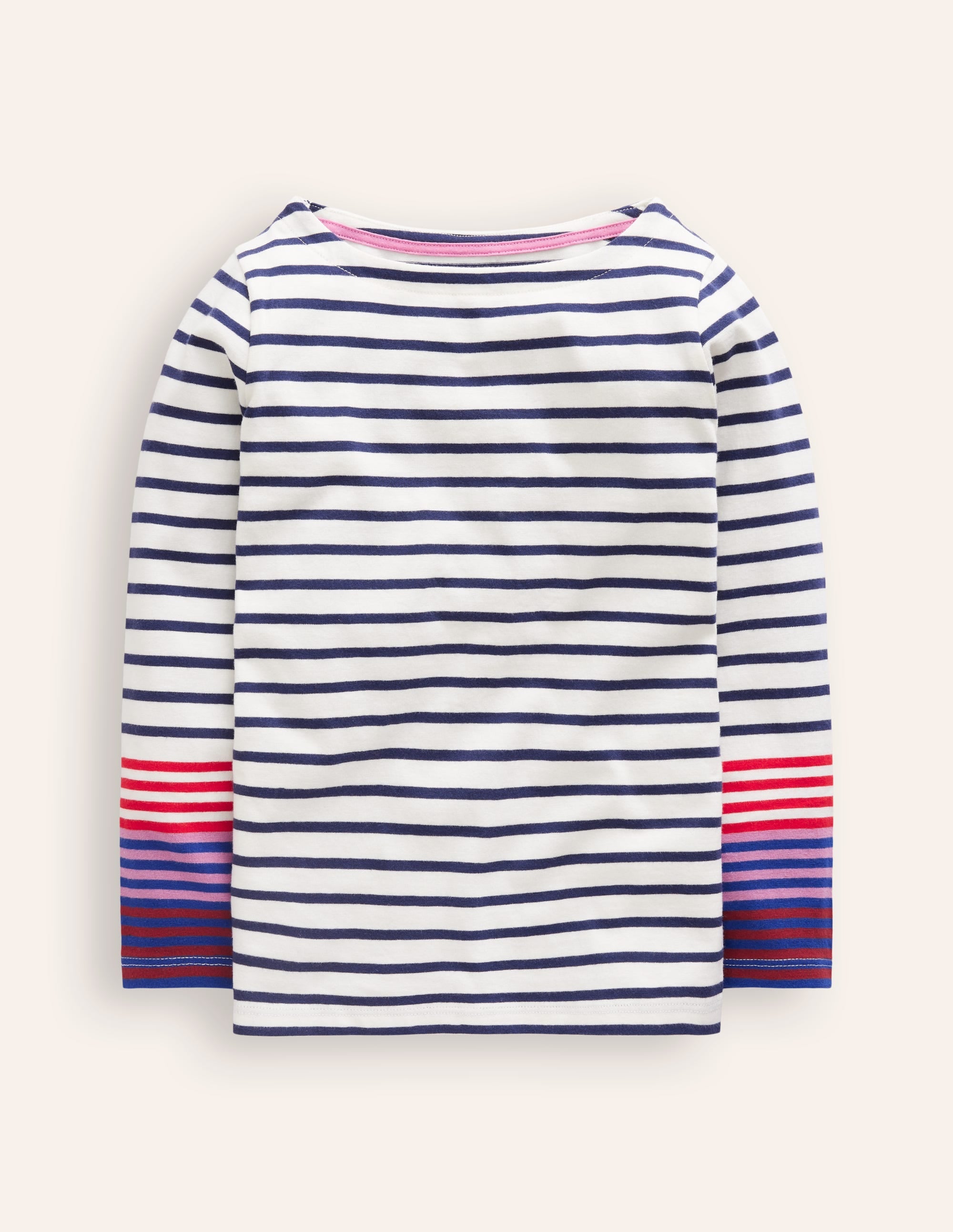 Marinière Ella-Poignets bleu marine/rose - Image 1