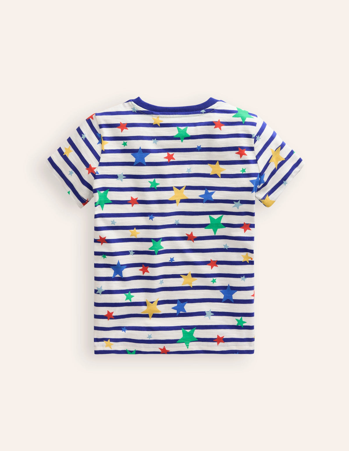 T-Shirt mit durchgehendem Muster-Breton Bunte Sterne - Image 2