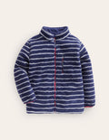 Kuschelige, winddichte Fleecejacke-Schuluniform-Marineblau / Naturweiß Streifen