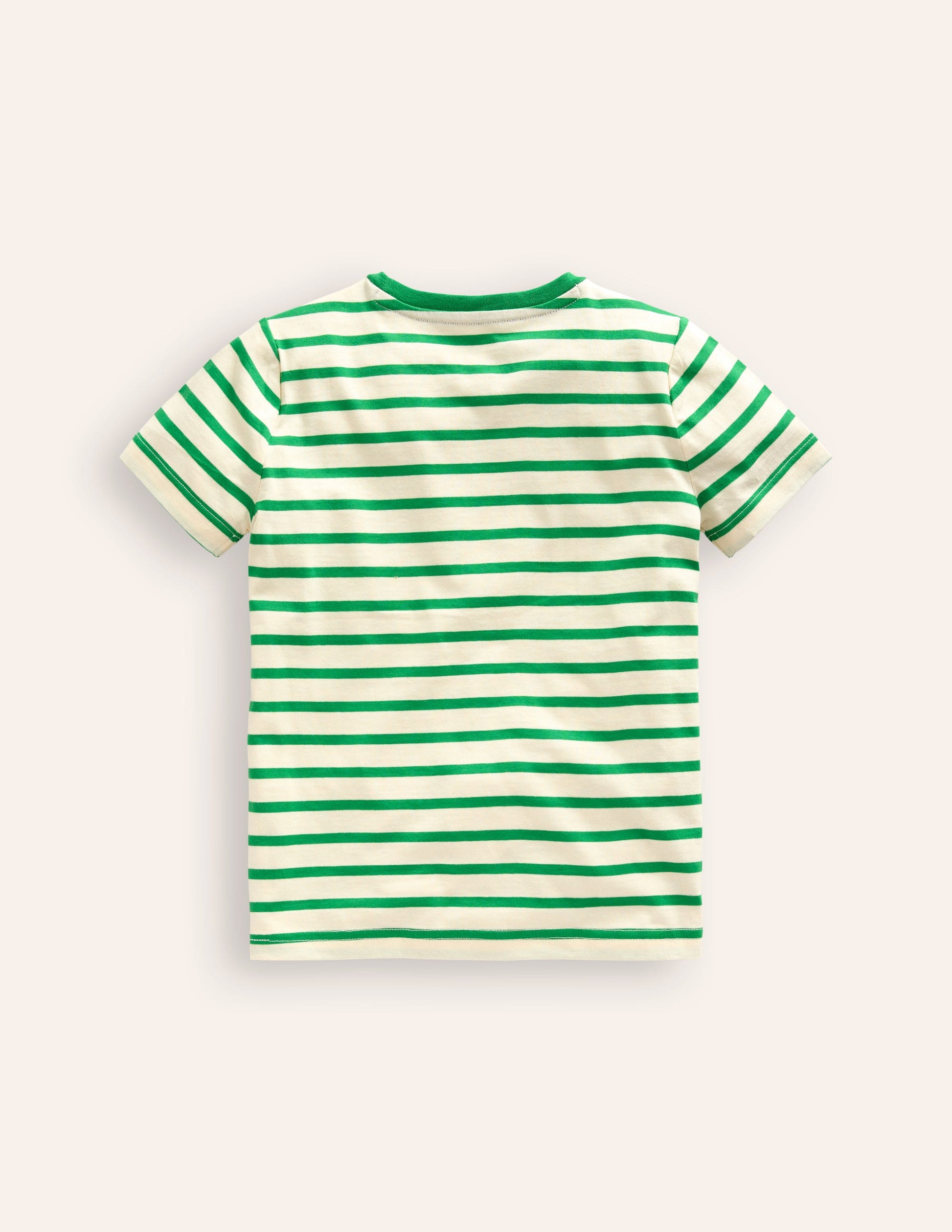 T-Shirt mit großer Logo-Applikation-Stangenbohnen-Grün/ Naturweiß Bagger-2