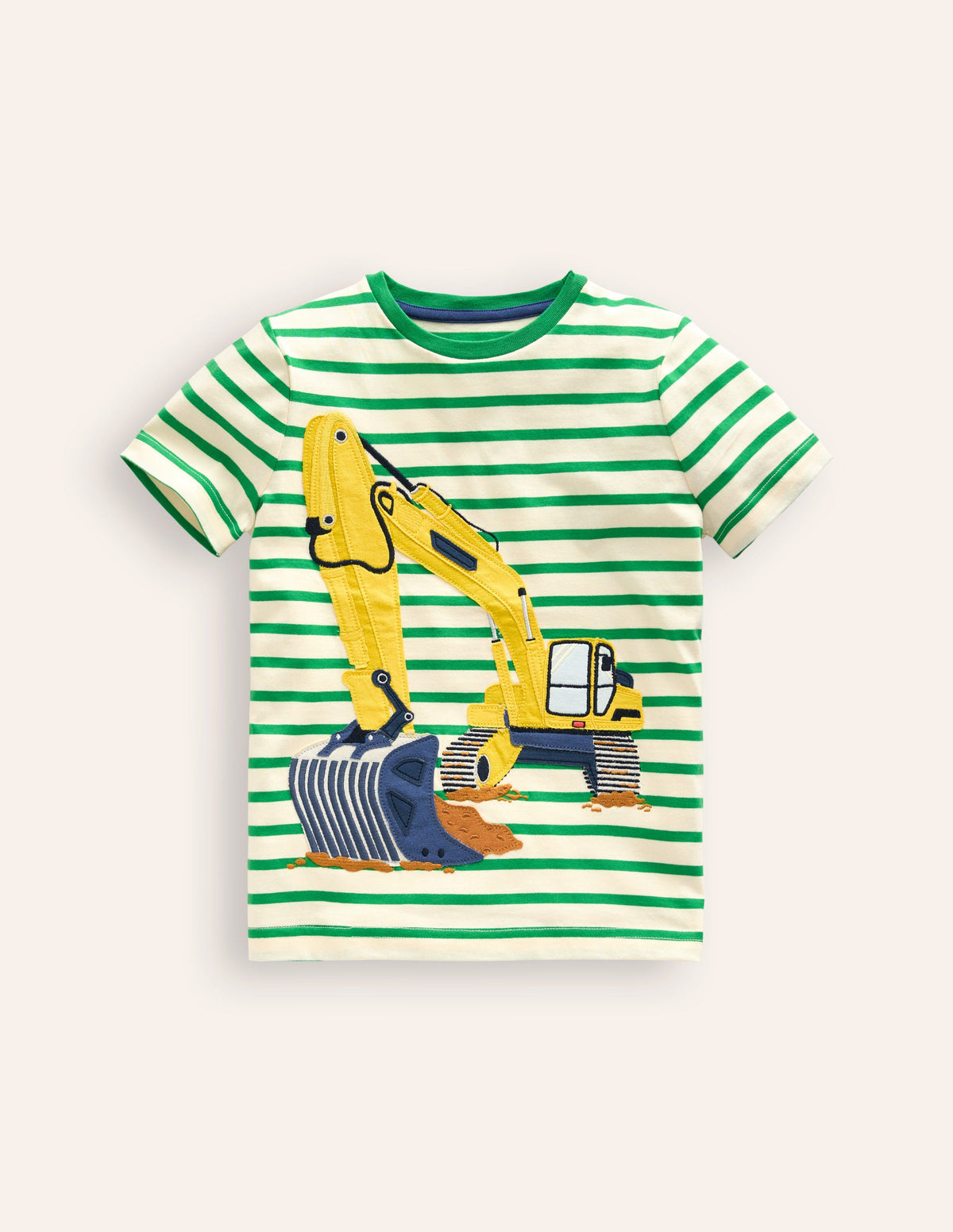 T-Shirt mit großer Logo-Applikation-Stangenbohnen-Grün/ Naturweiß Bagger - Image 1