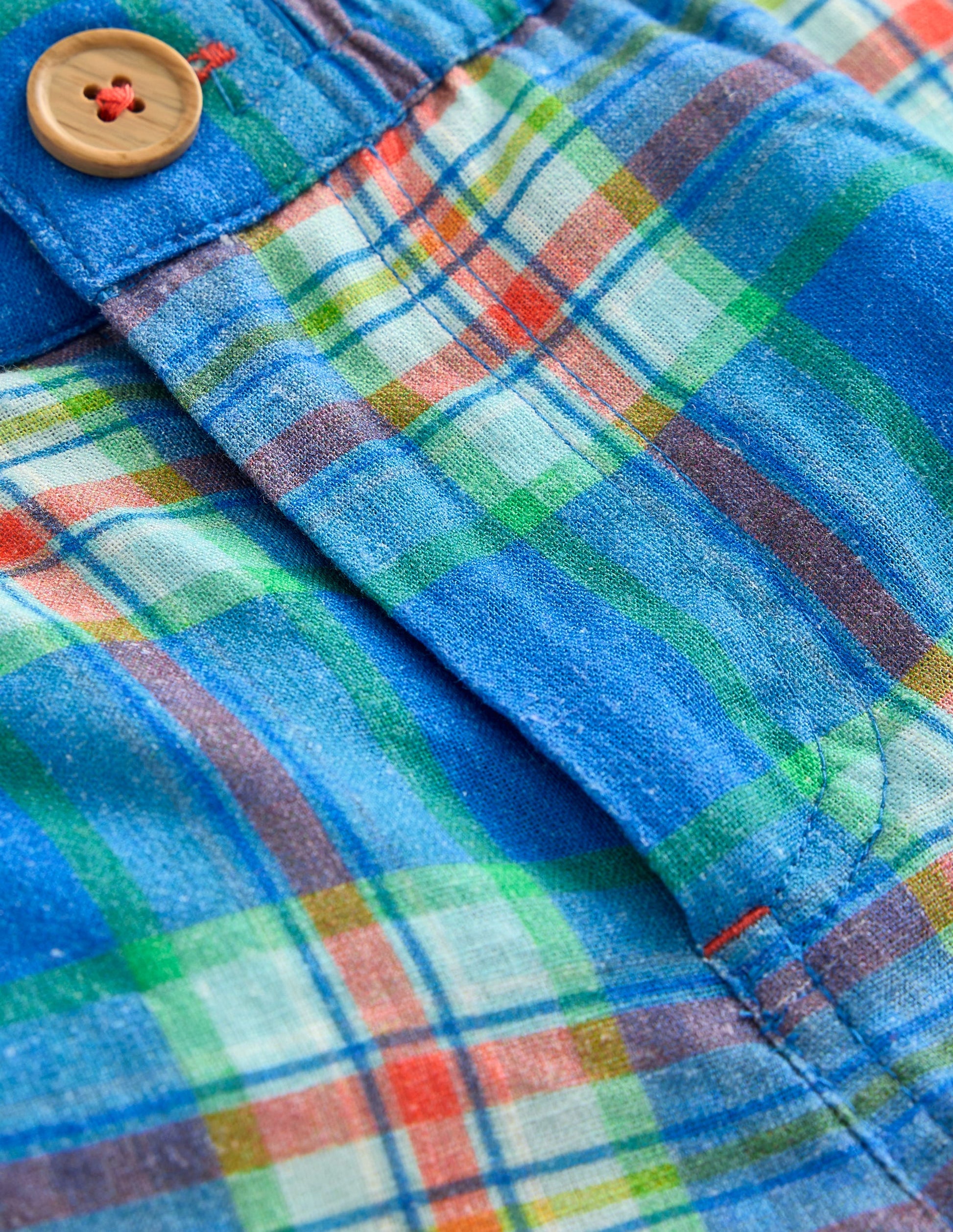 Short élégant à revers-Carreaux bleu/vert-3