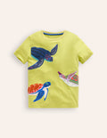 T-Shirt mit großen Tierapplikationen-Brausegelb Schildkröten