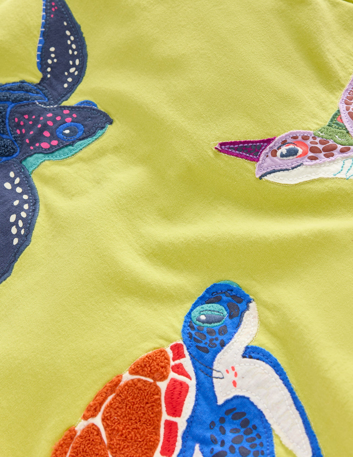 T-Shirt mit großen Tierapplikationen-Brausegelb Schildkröten-3