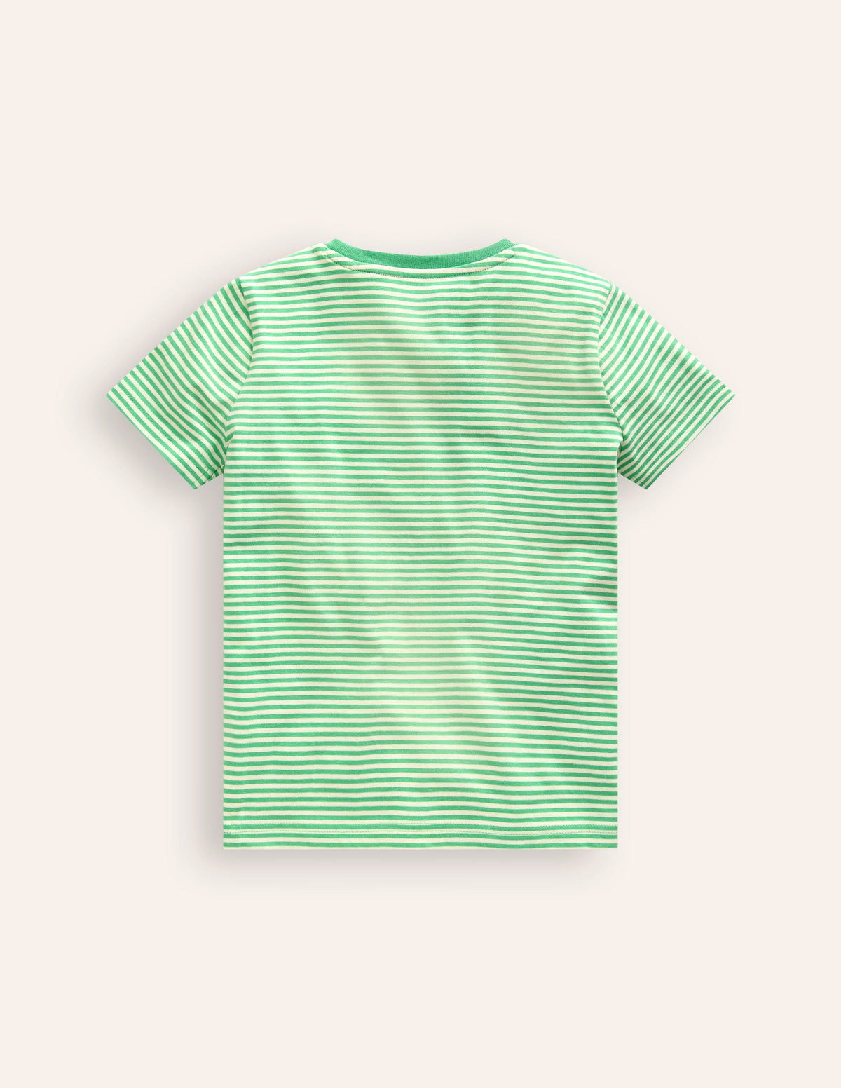 T-Shirt mit Superstitch-Hundemotiv-Pistaziengrün / Naturweiß Streifen - Image 2