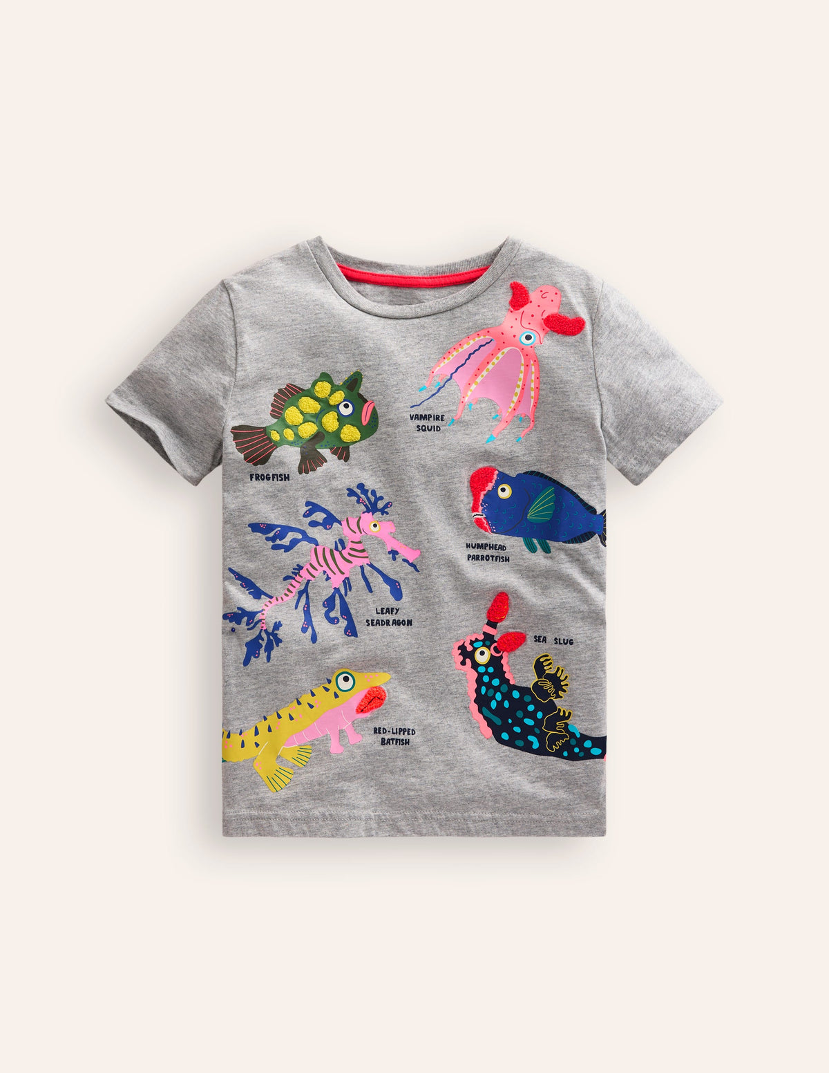 T-Shirt mit seltsamen & wunderschönen Fischen-Grau meliert ulkige Fische - Image 1