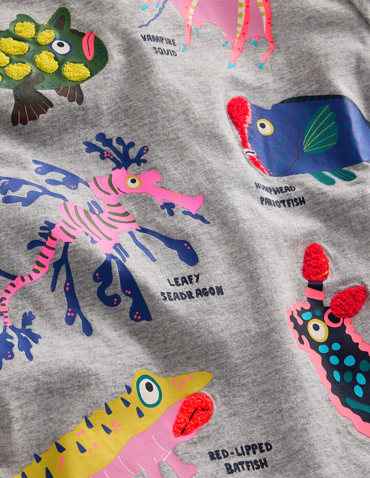 T-Shirt mit seltsamen & wunderschönen Fischen-Grau meliert ulkige Fische-3