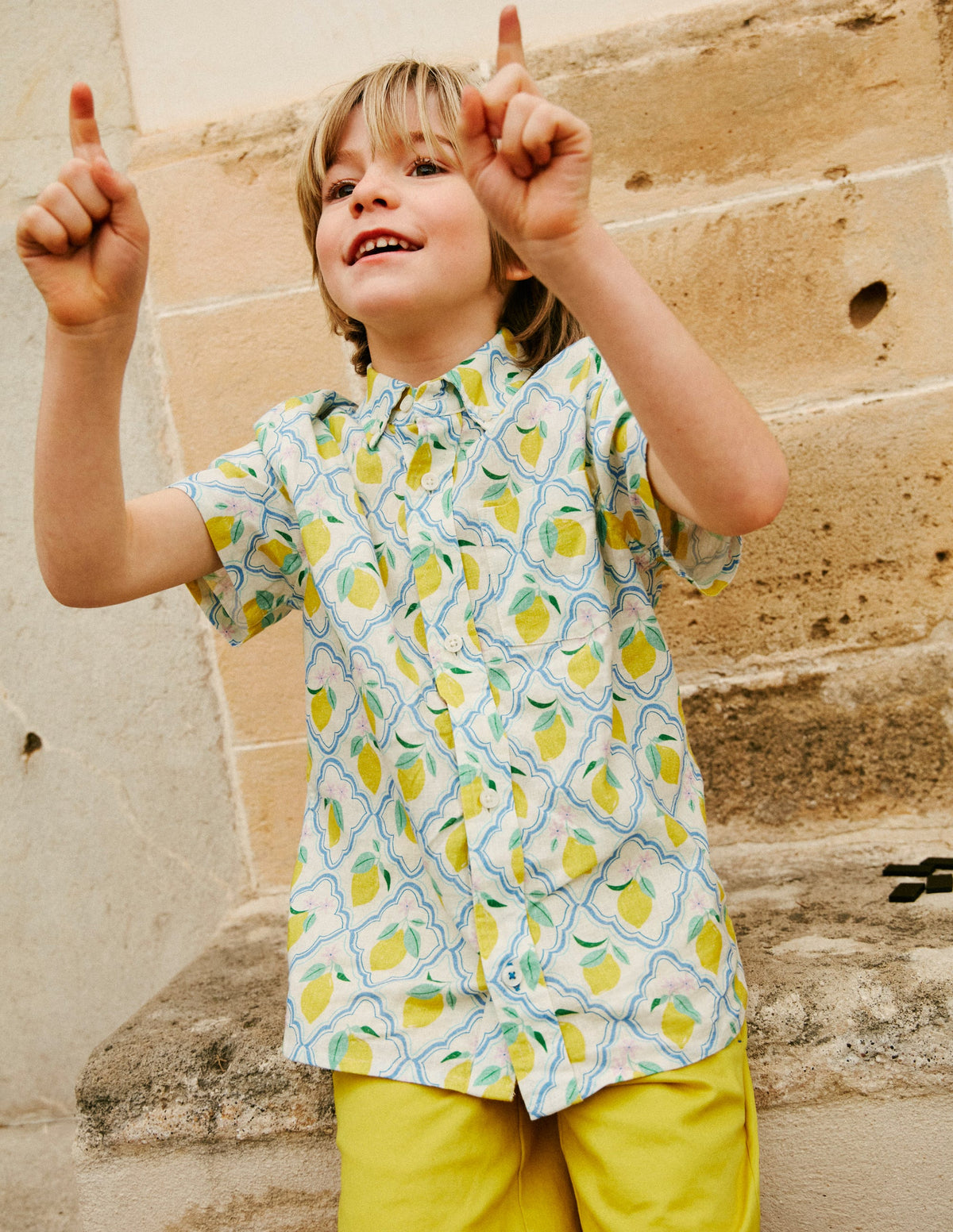 Chemise en coton et lin-Citronneraie jaune-8