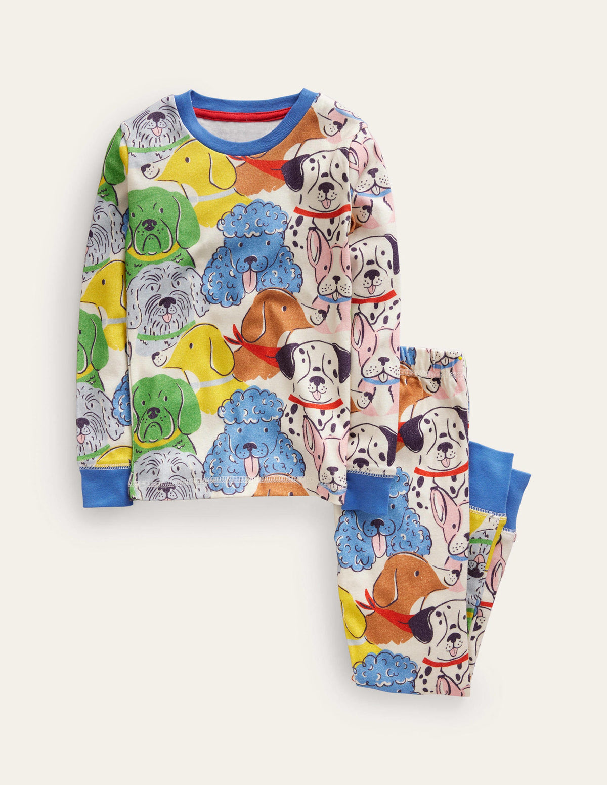 Eng anliegender, langer Schlafanzug-Bunte Hunde-1