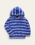 Frottee-Hoodie-Saphirblau/Naturweiß Gestreift
