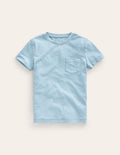 Vorgewaschenes Flammgarn-T-Shirt-Vintage-Blau