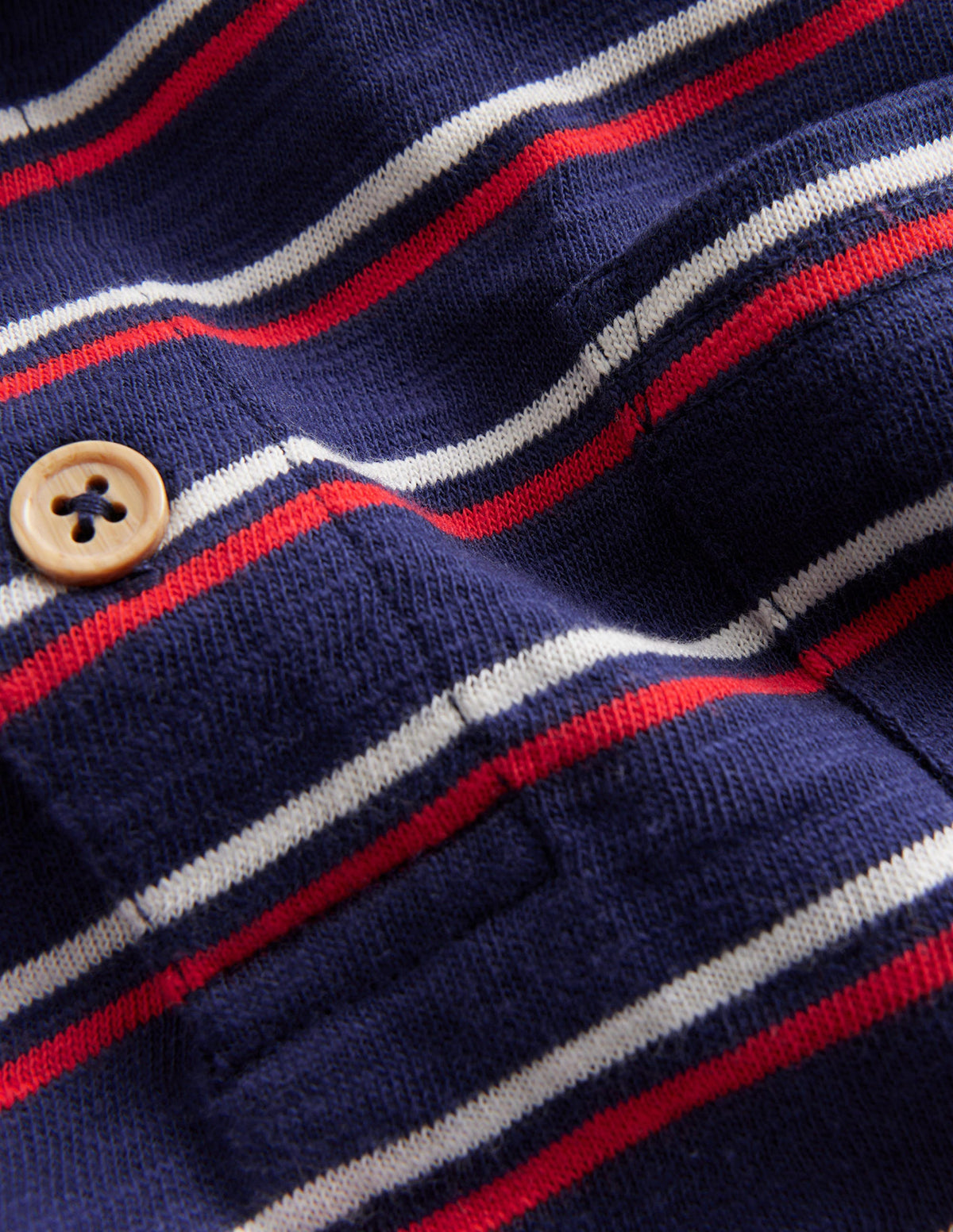 Langärmliges Flammgarn-Poloshirt-Naturweiß/Saphirblau/Mohnblumenrot - Image 3