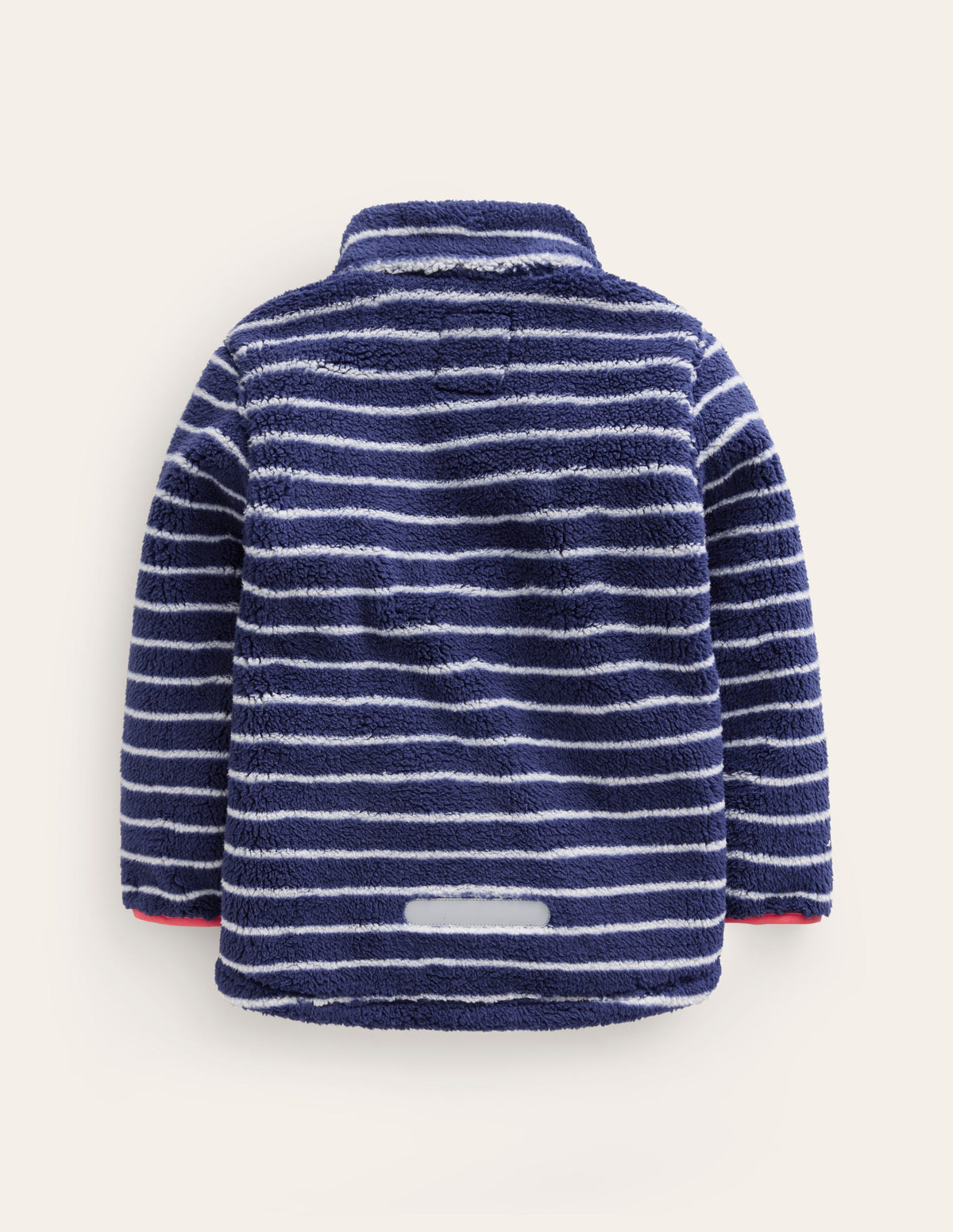 Kuschelige, winddichte Fleecejacke-Schuluniform-Marineblau / Naturweiß Streifen-2