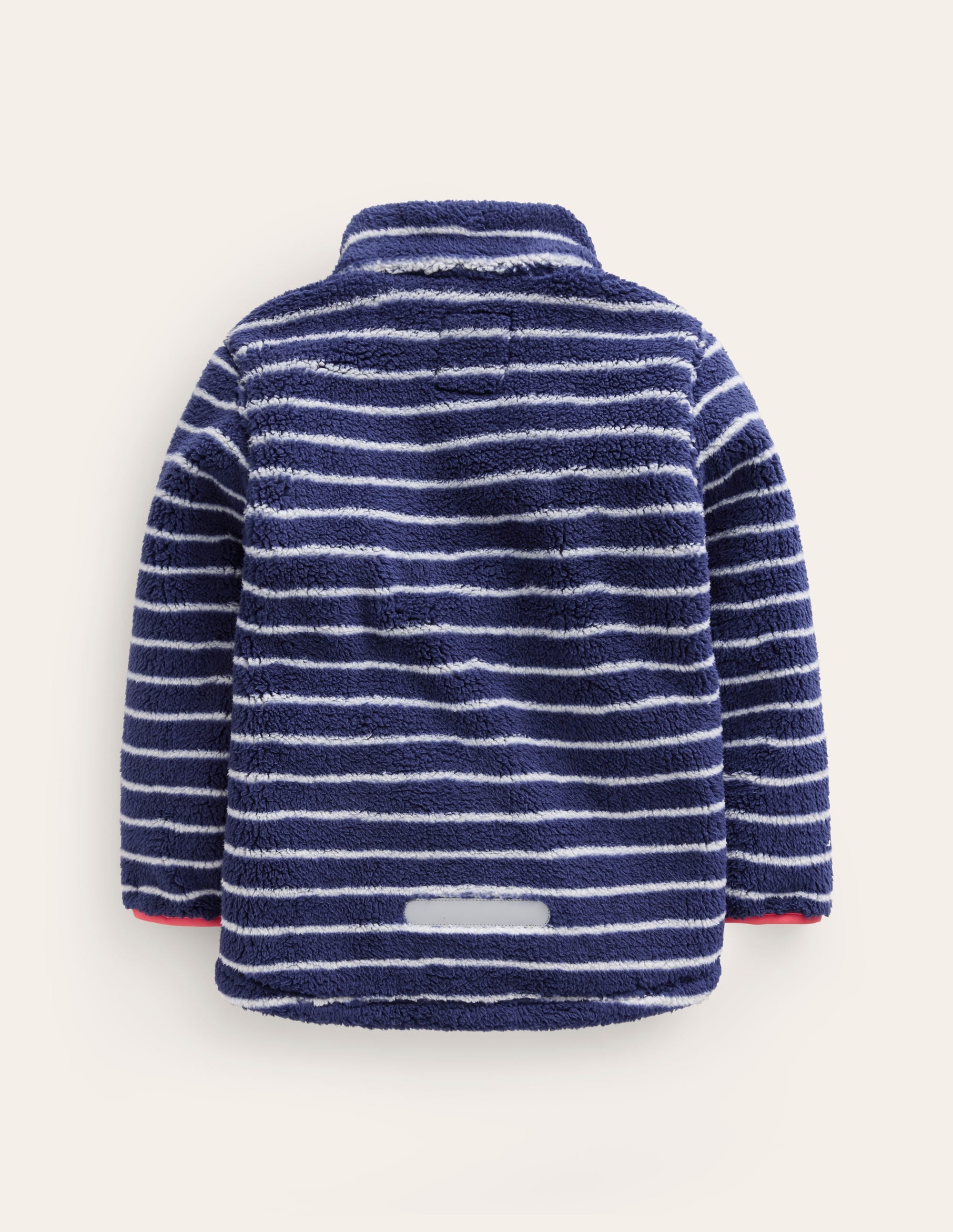 Kuschelige, winddichte Fleecejacke-Schuluniform-Marineblau / Naturweiß Streifen - Image 2