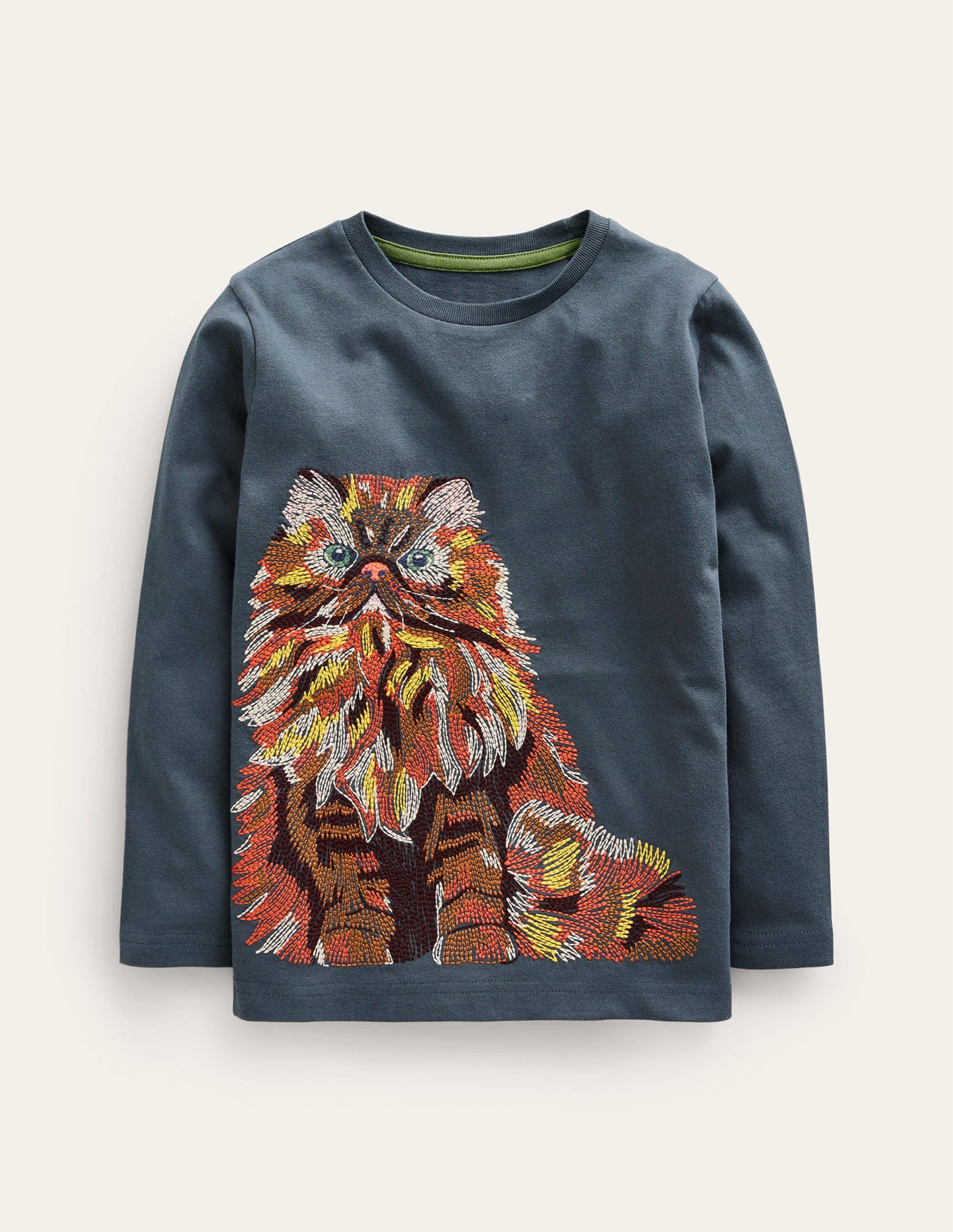 T-Shirt mit Superstitch-Roboterblau Katze - Image 1