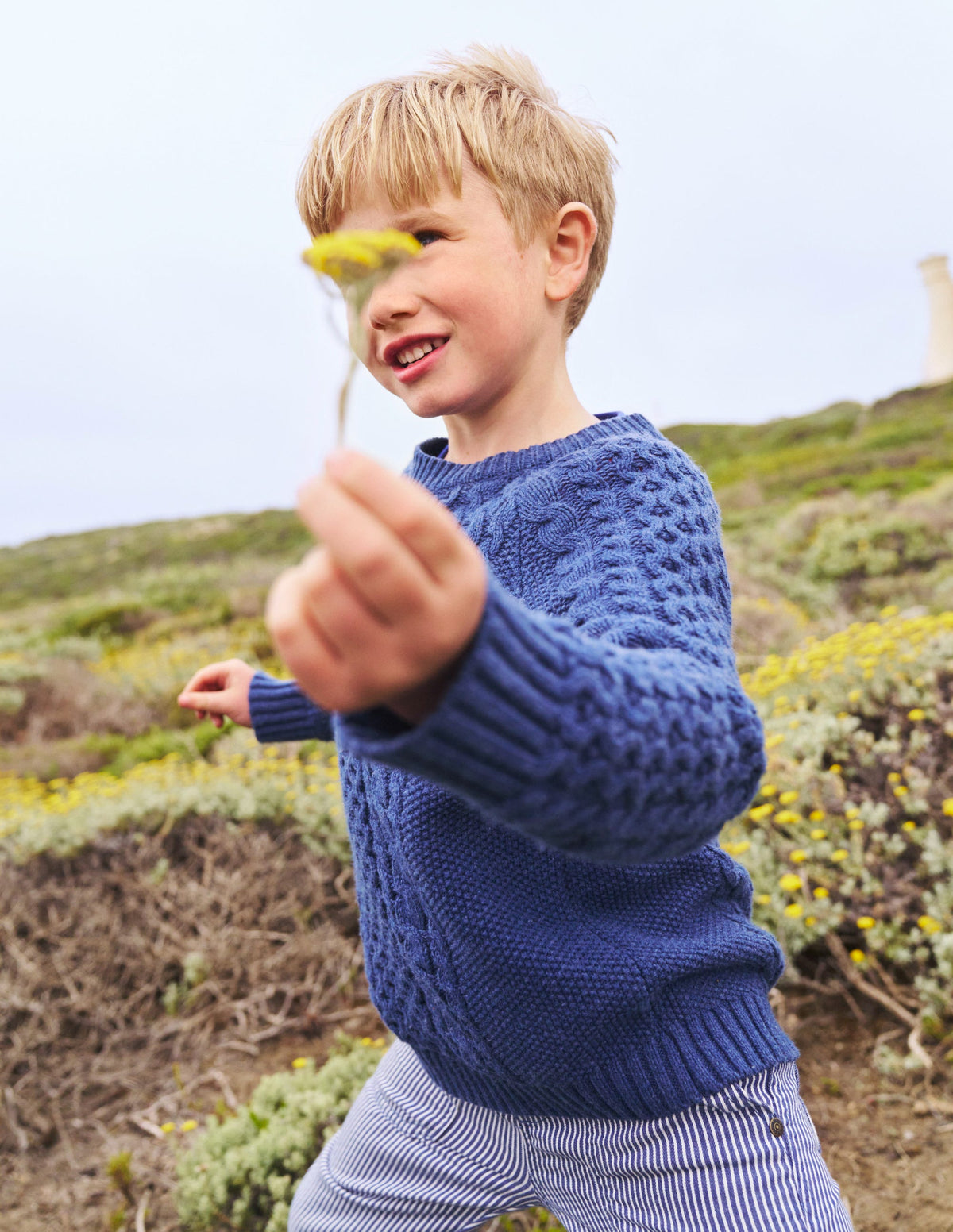 Pullover mit klassischem Zopfmuster-Schuluniform-Marineblau - Image 4