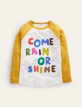 T-shirt joyeux à manches raglan-Ivoire/jaune groseille à maquereau
