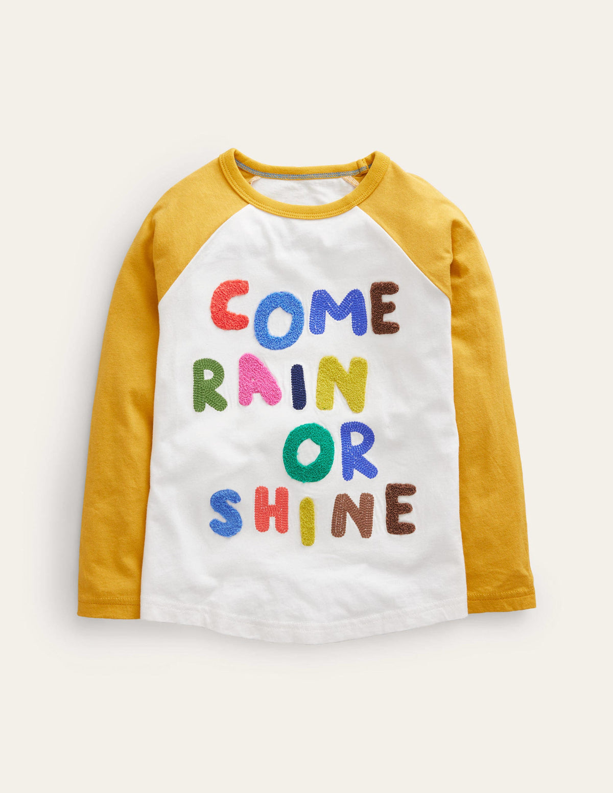 T-shirt joyeux à manches raglan-Ivoire/jaune groseille à maquereau-1
