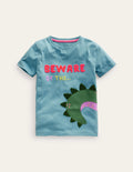 Kroko-T-Shirt mit Motiven vorn und hinten-Enteneiblau Krokodil