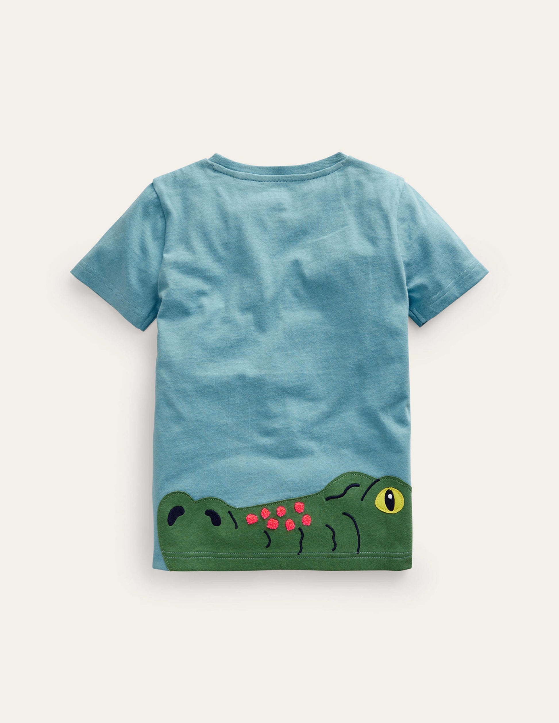 Kroko-T-Shirt mit Motiven vorn und hinten-Enteneiblau Krokodil-2